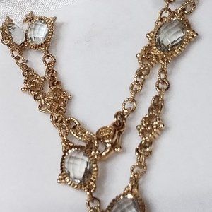 Authentic Judith Ripka 18k Gold Airelle Faceted Green Quartz necklace